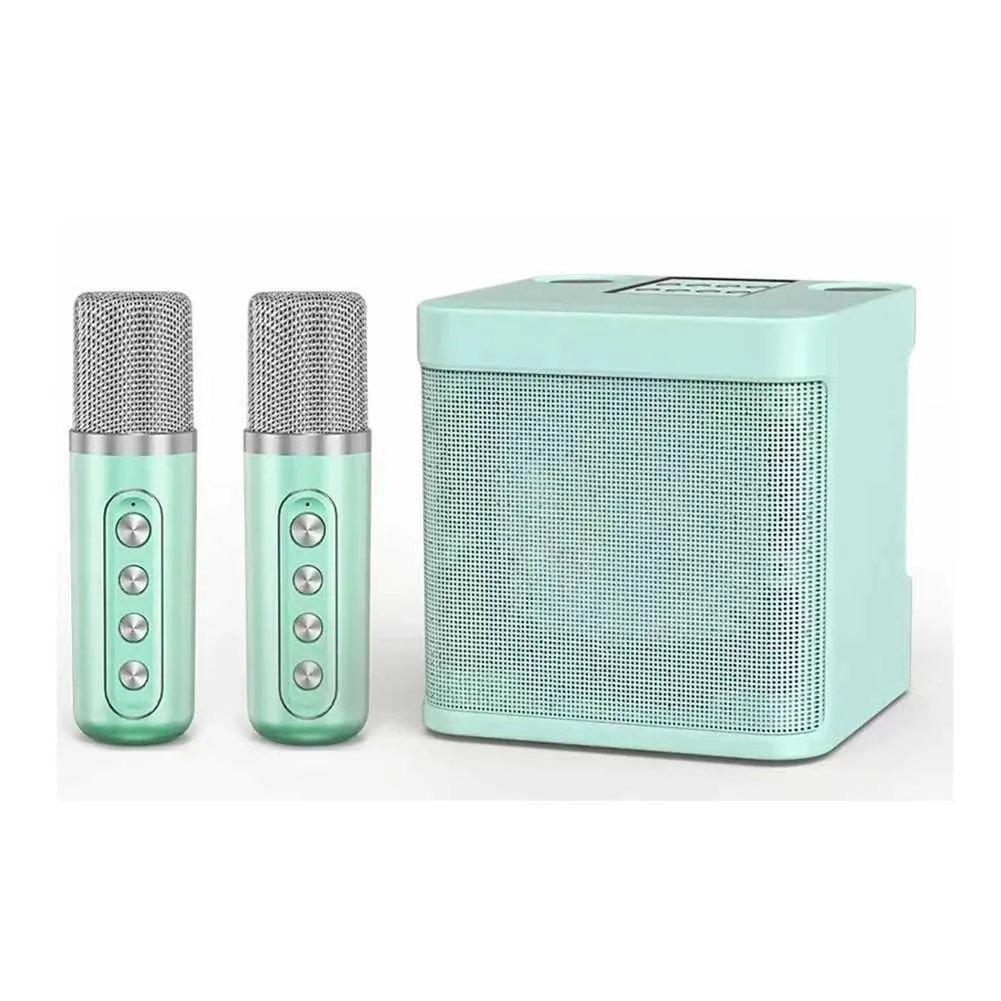 Karaoke Hine With Dual Microphones Portable Bluetooth Speaker Studio Subwoofer AUX TF Card U Disk Player Home Family_voghion.com