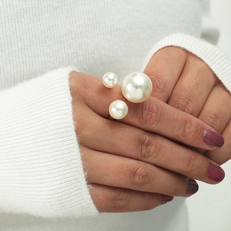 Exquisite pearl minimalist basic fashion jewelry, women's beach ring, adjustable ring
