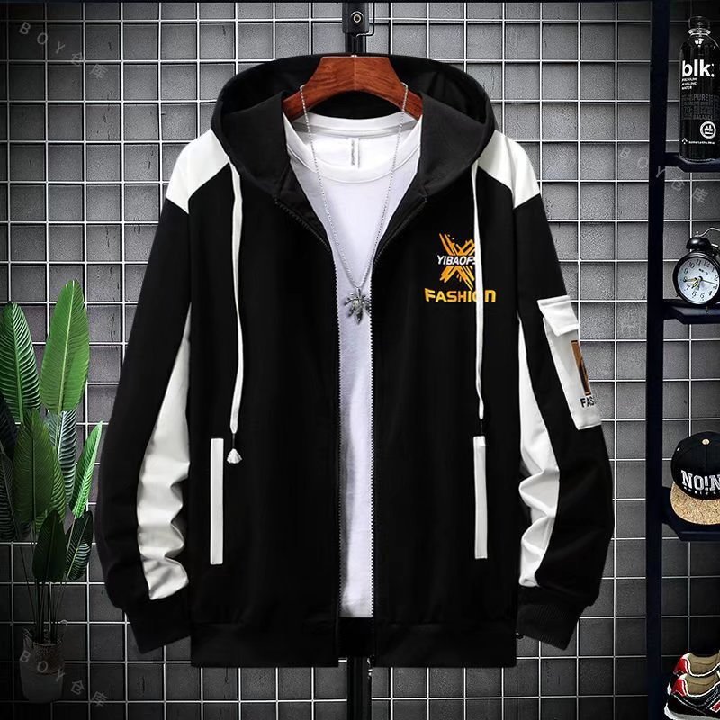 İlkbahar Sonbahar Yeni Kapüşonlu Hırka Sweatshirt Seti Erkekler İçin Trend ve Şık Genç Günlük Erkek Öğrenci İnce Ceket_voghion.com