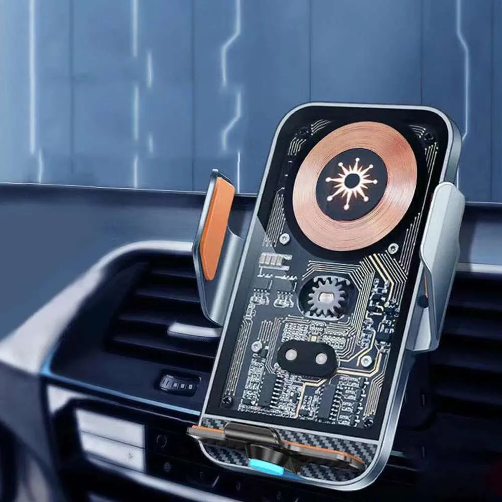 Supporto per caricabatterie wireless per auto da 15 W, a infrarossi, con morsetto automatico, per ricarica rapida, supporto per bocchetta dell'aria, supporto per telefono_voghion.com