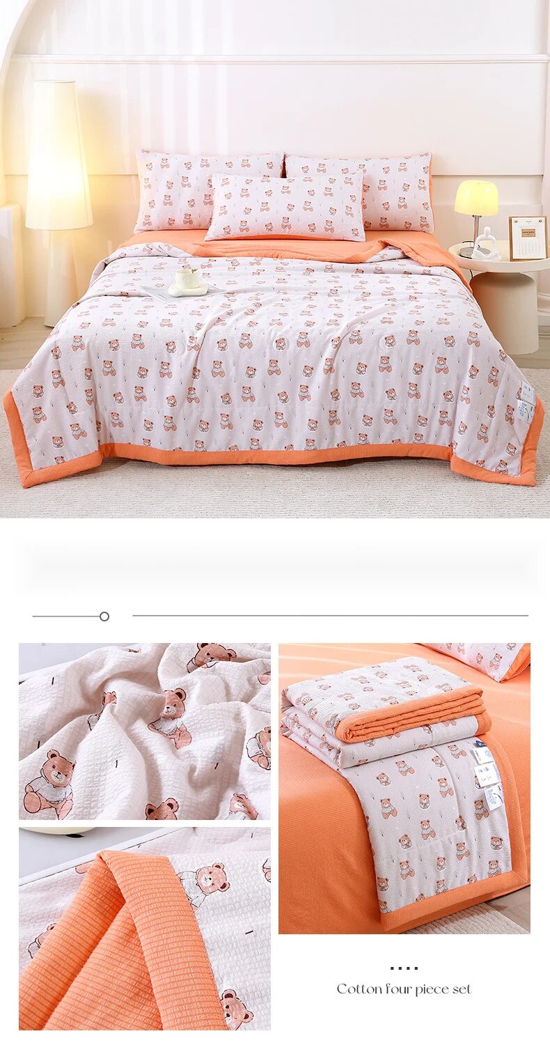 Summer four piece set, mother and baby grade air conditioning dormitory cool bubble cotton summer, home gift, thin_voghion.com