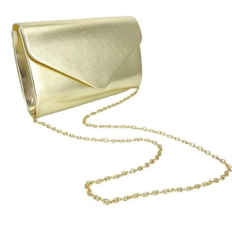 Exquisite Evening Clutch Shiny Leather Envelope Chain Cross Body Bag Womens Party Wallet Y241019_voghion.com