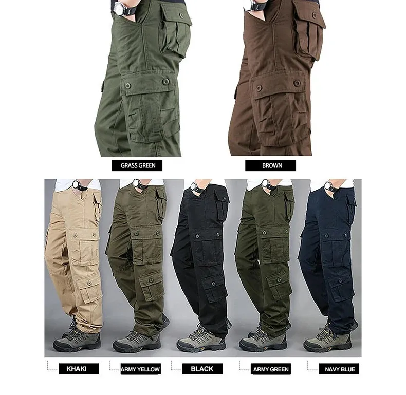 Pantalones tácticos de carga para hombre, de algodón, para trabajo al aire libre, talla grande, camuflaje, senderismo, 250624_voghion.com