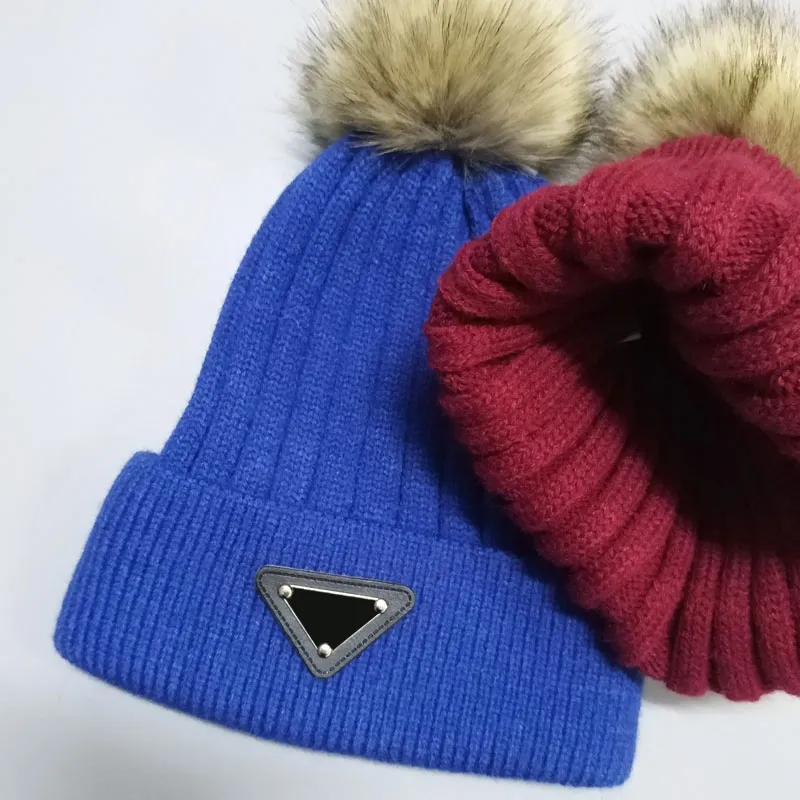Winter Designer Beanies Beanie Women Gift Hats Outdoor Bonnet with Real Raccoon Fur Pompoms Warm Girl Ca hat_voghion.com