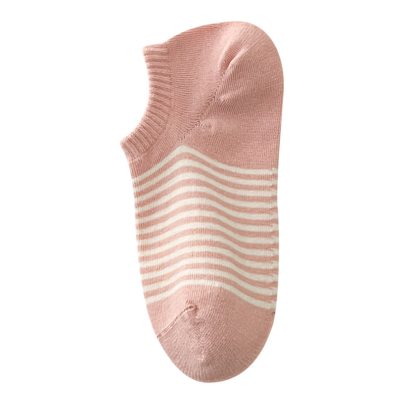 Low Cut Cotton Socks For Women Versatile Striped Candy Colours_voghion.com