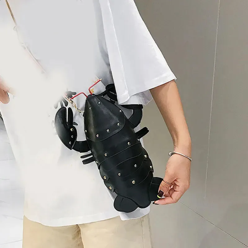 Modische, süße Umhängetaschen aus PU-Leder in Hummerform für Frauen, Schultertasche für Damen, Umhängetasche 240820_voghion.com