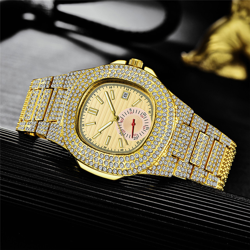 Huaqiangbei Hip Hop Guldkalender Quartz Ny Diamantset Herrklocka Generation_voghion.com