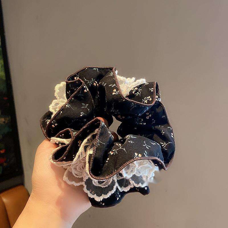 Elastico per capelli in pizzo a fiori scrunchie donna grande_voghion.com