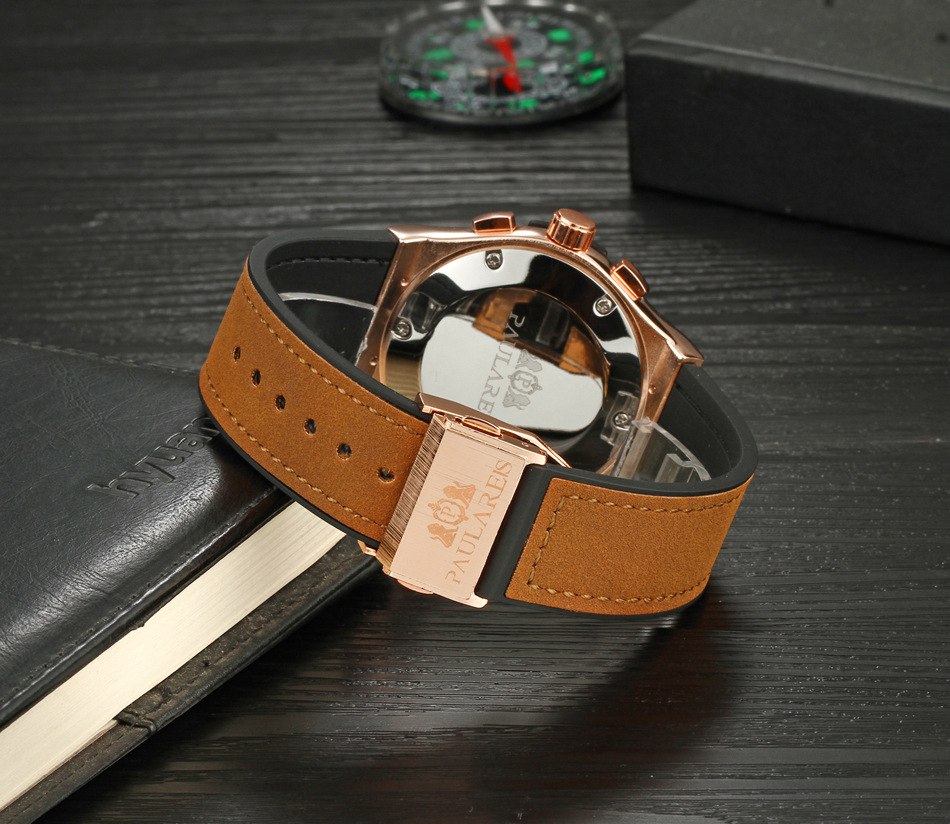 nical Multifunctional Luminous Rose Gold Tape Men's AUTOMATIC WATCH_voghion.com