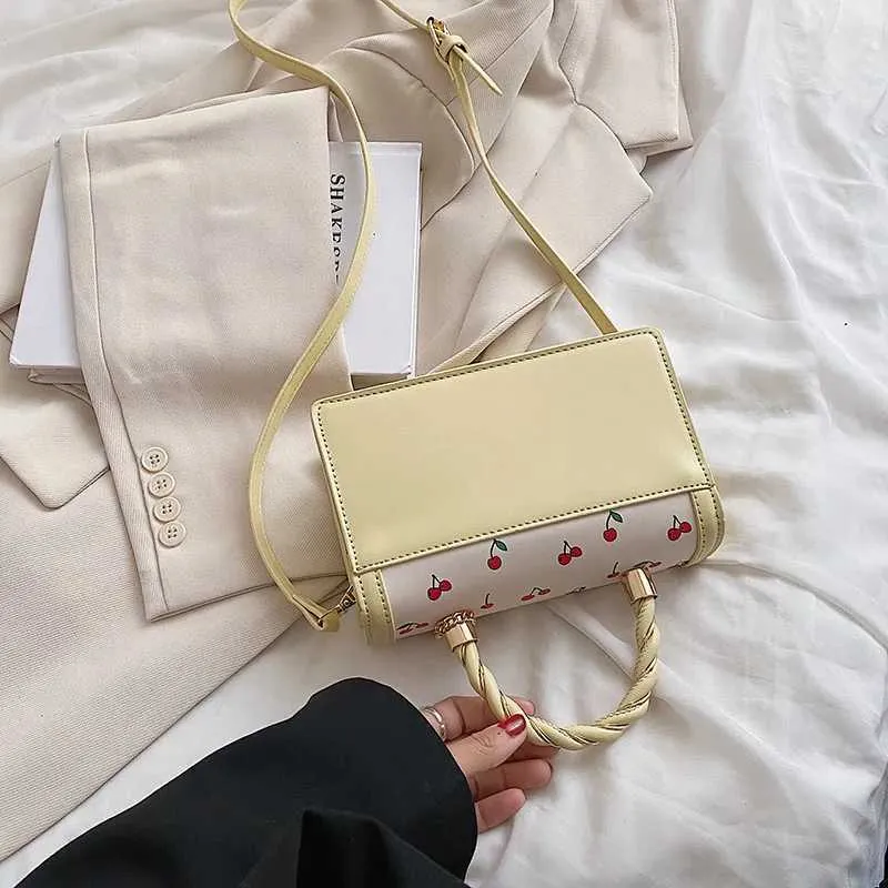 Elegant Women's Handbag With Cherry Pattern Mini Shoulder Messenger Bag_voghion.com