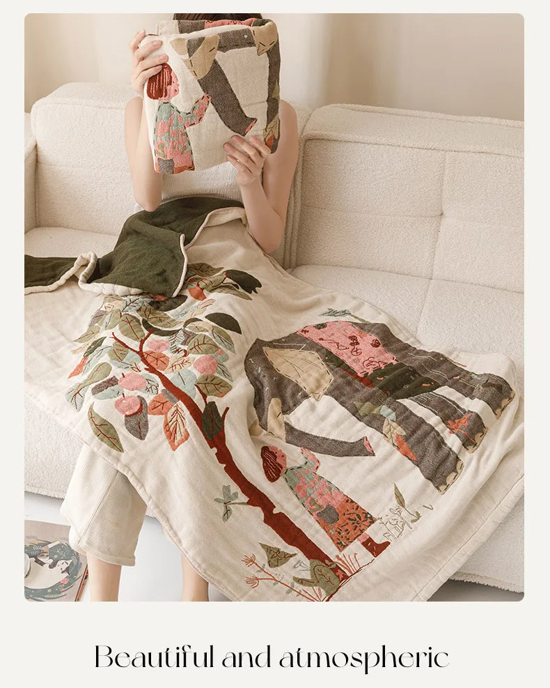 Premium Four-layer Cotton Gauze Bath Towel And Multi-use Blanket_voghion.com
