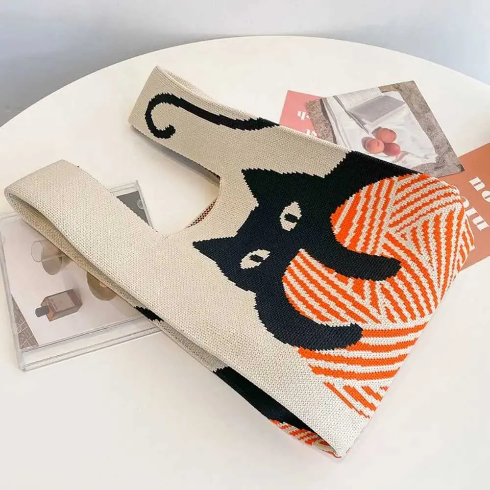 Leisure Mini Knot Handmade Knitted Warm Solid Color Handbag Reusable Niche Design Shopping Bag Y241106_voghion.com