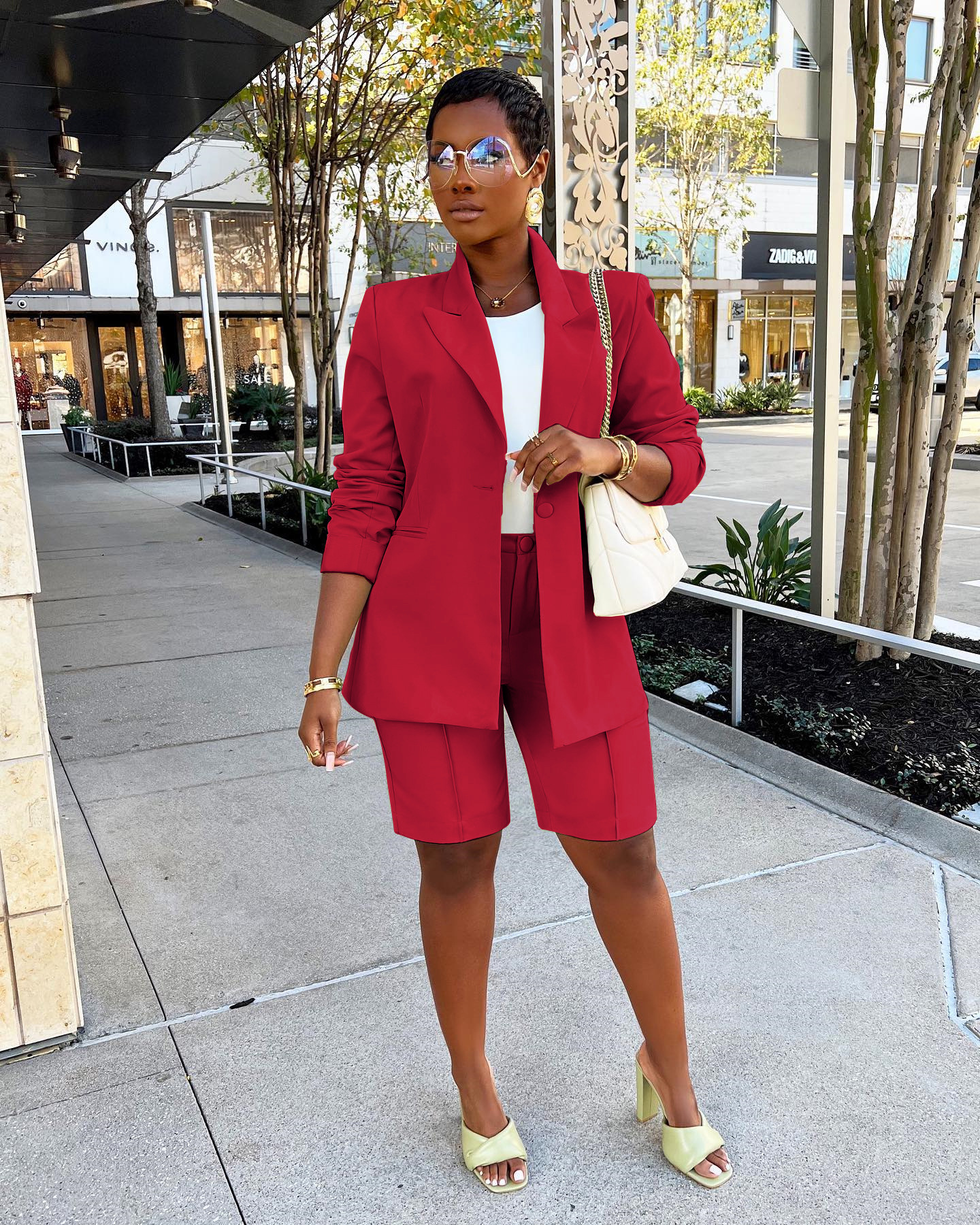 Women's suit suit shorts jacket two-piece spring and summer OL office commuting_voghion.com