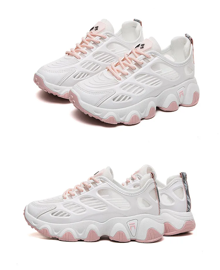 Thick Soled Mesh Sports For Women Breathable Thin Running Casual Dad Shs With Hollowed Out Design Fashionable Board_voghion.com
