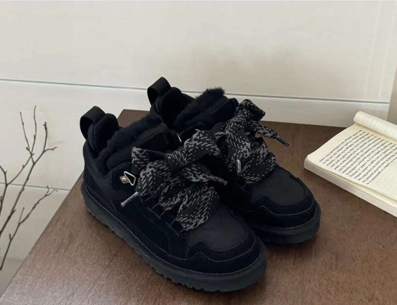 New low top shoes sheep fur integrated frenulum Mel casual women's wool Hailand snow boots_voghion.com