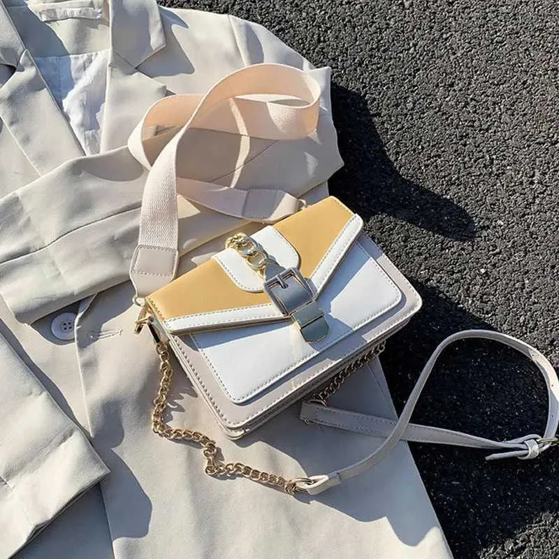 Mode Frauen Kette Crossbody Freizeit Splice Kleine Quadratische Schulter Design Umhängetasche Reise Geldbörse und Handtasche241216_voghion.com