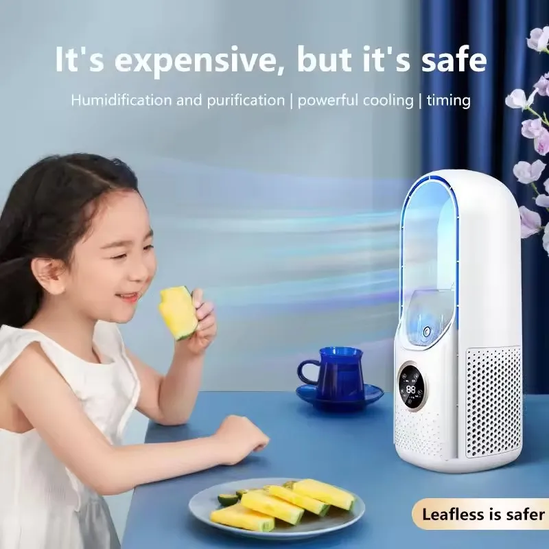 Climatiseur portable USB sans feuilles, électrique, 6 vitesses, silencieux, minuterie, humidificateur, ventilateur_voghion.com