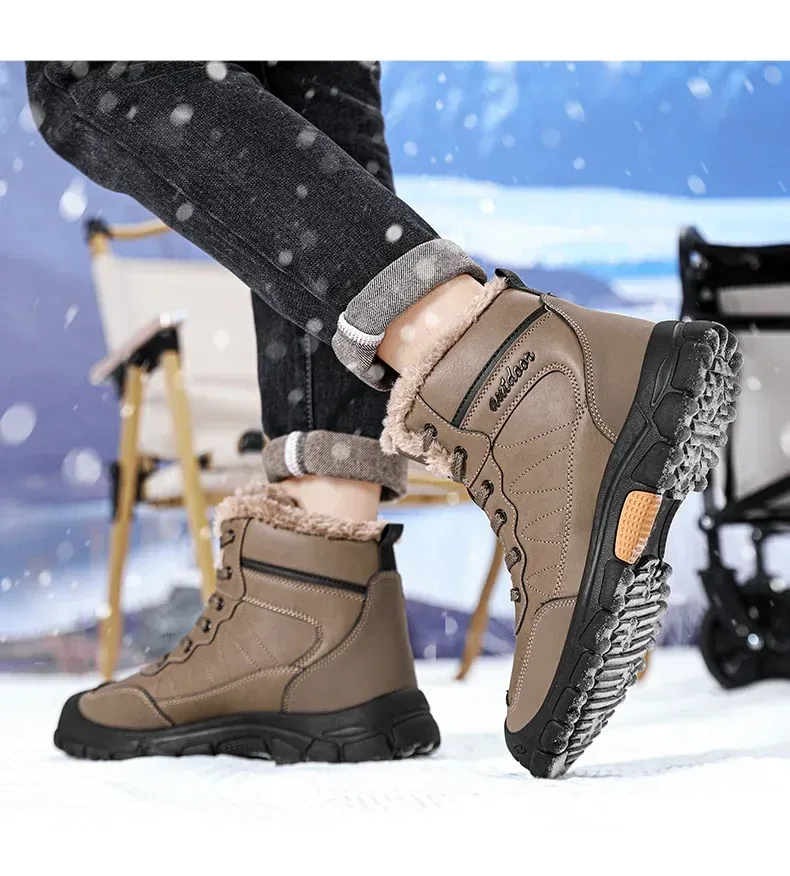 Scarpe casual sportive da uomo, stile retrò, da trekking, alte, in peluche, da campeggio, per le vacanze, da pesca, 2024_voghion.com