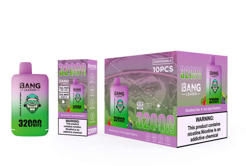 3 SZT. 5 SZT. 10 SZT. 32KPuffs Bang LEADER Podwójny Smak Jednorazowe Urządzenie Vape 28 * 2ML Wstępnie Napełnione 650 MAH Typ-C Vapes_voghion.com