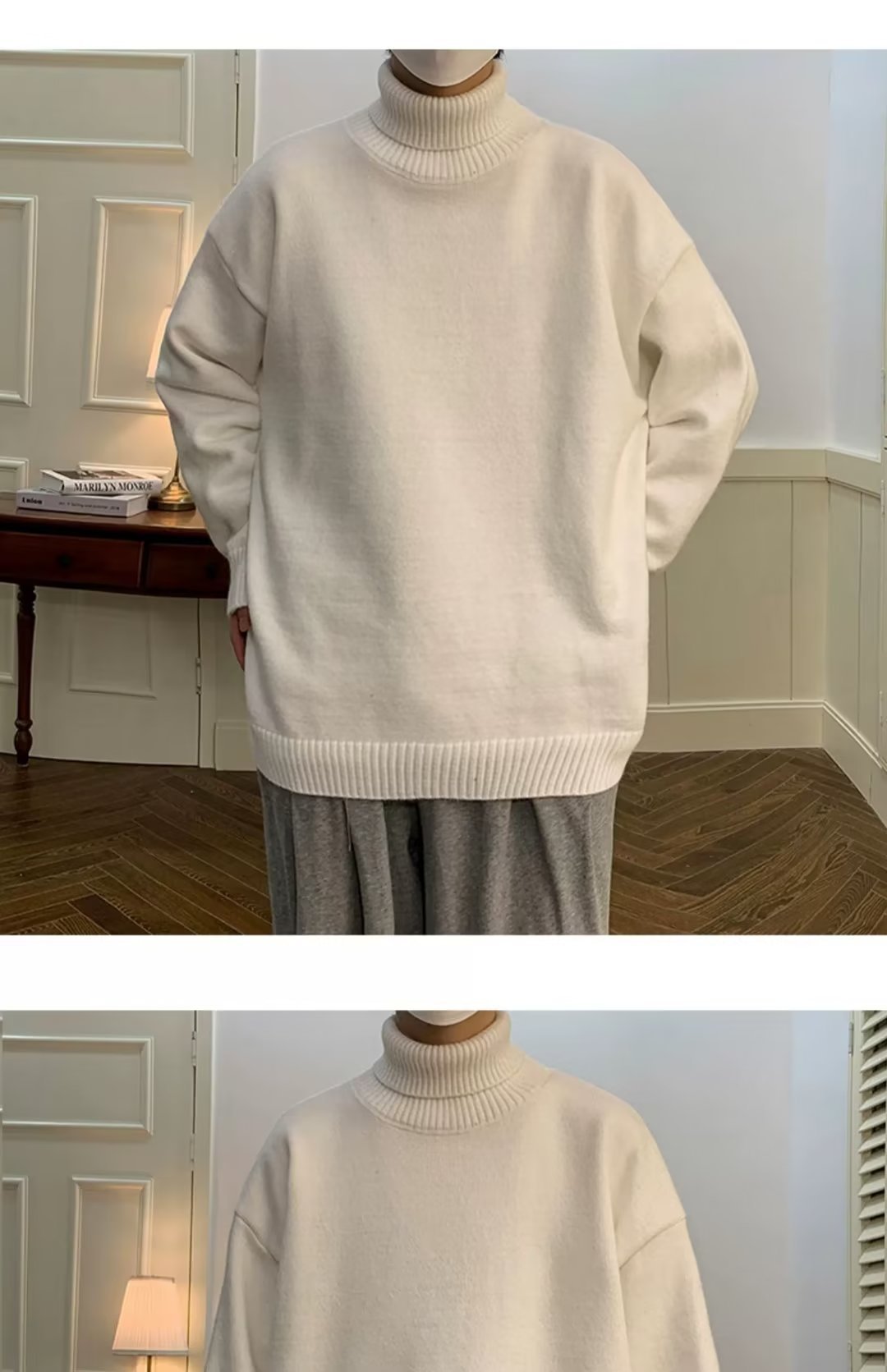 Herrenbekleidung Einfarbig Jungen Rollkragen Trend Herbst Und Winter Warm Mit Lockerem Lässigem All-Match-Strick_voghion.com