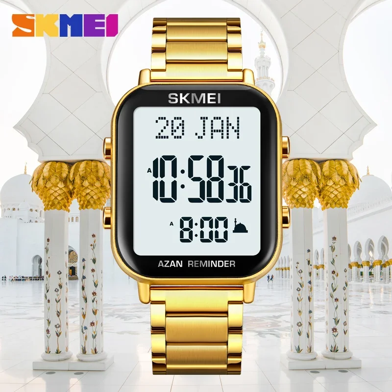 Azan Digital Prayer Watch For Men With Qibla Compass And Alarm_voghion.com