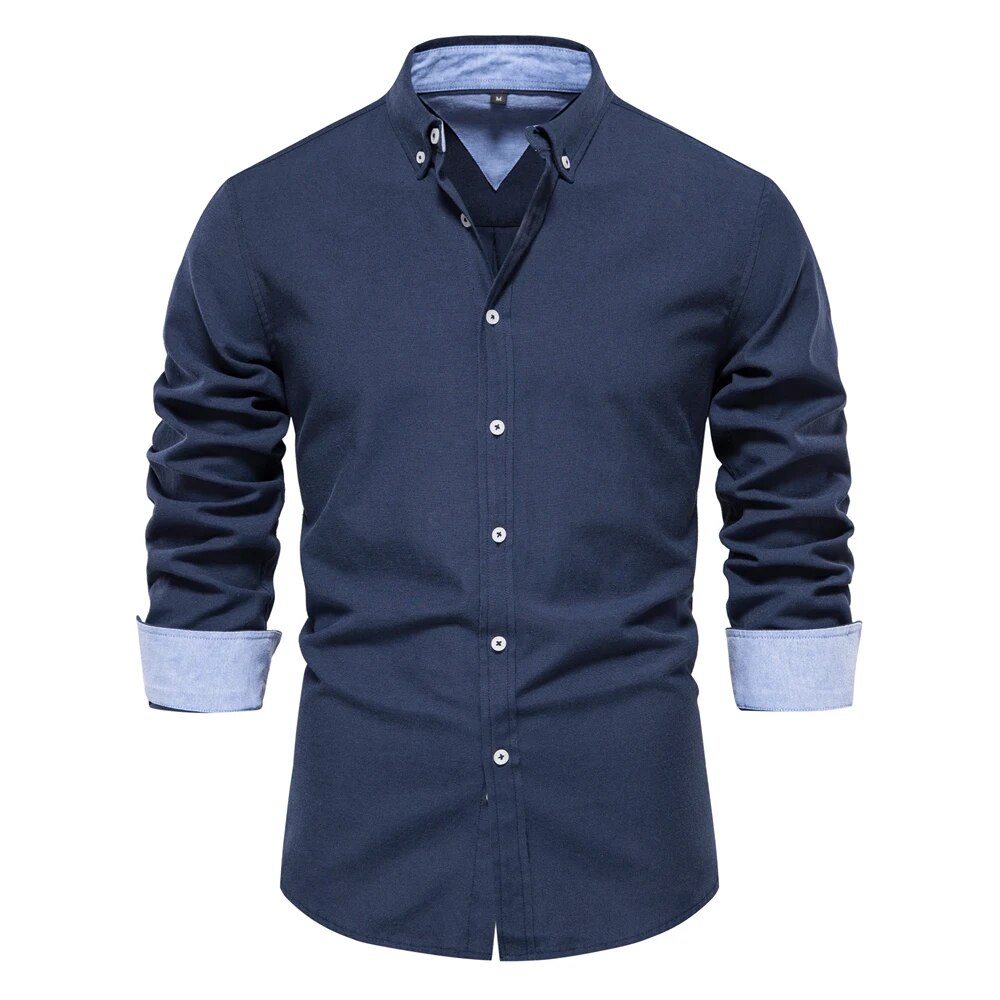 Camicia casual uomo in cotone oxford maniche lunghe business_voghion.com