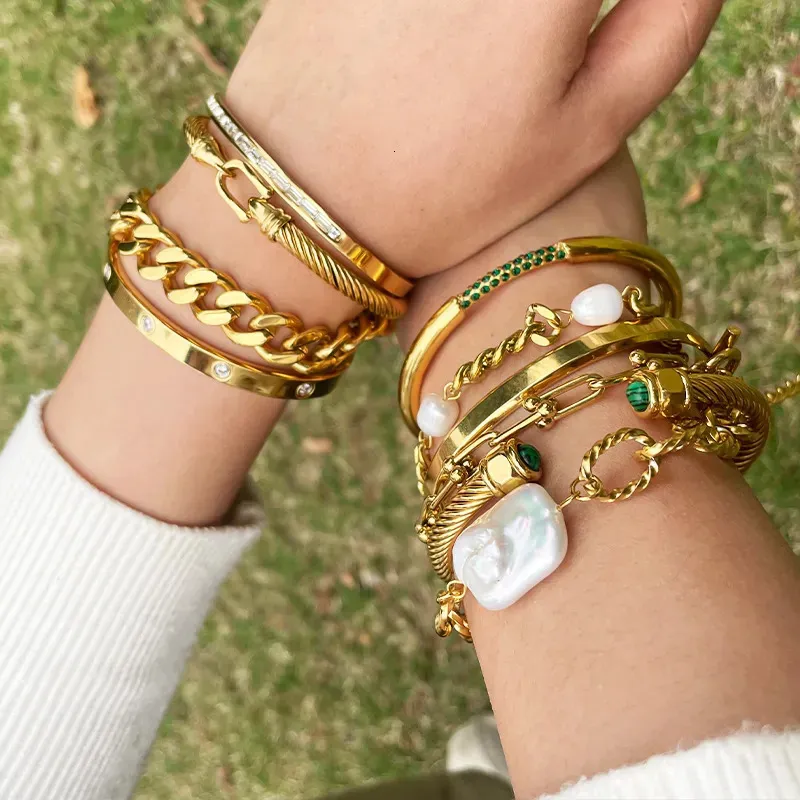 Braccialetto con fibbia a U, braccialetti con filo per donne, braccialetti a catena per amanti, gioielli in acciaio inossidabile, regalo all'ingrosso 231027_voghion.com