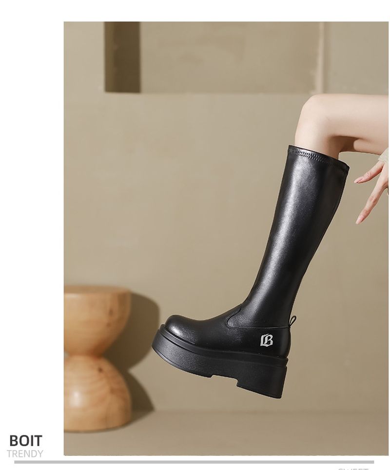 Dikke mm lang voor dames, elastische smalle grote taille hoge buis ridderlaarzen, dikke been oversized dameslaarzen_voghion.com
