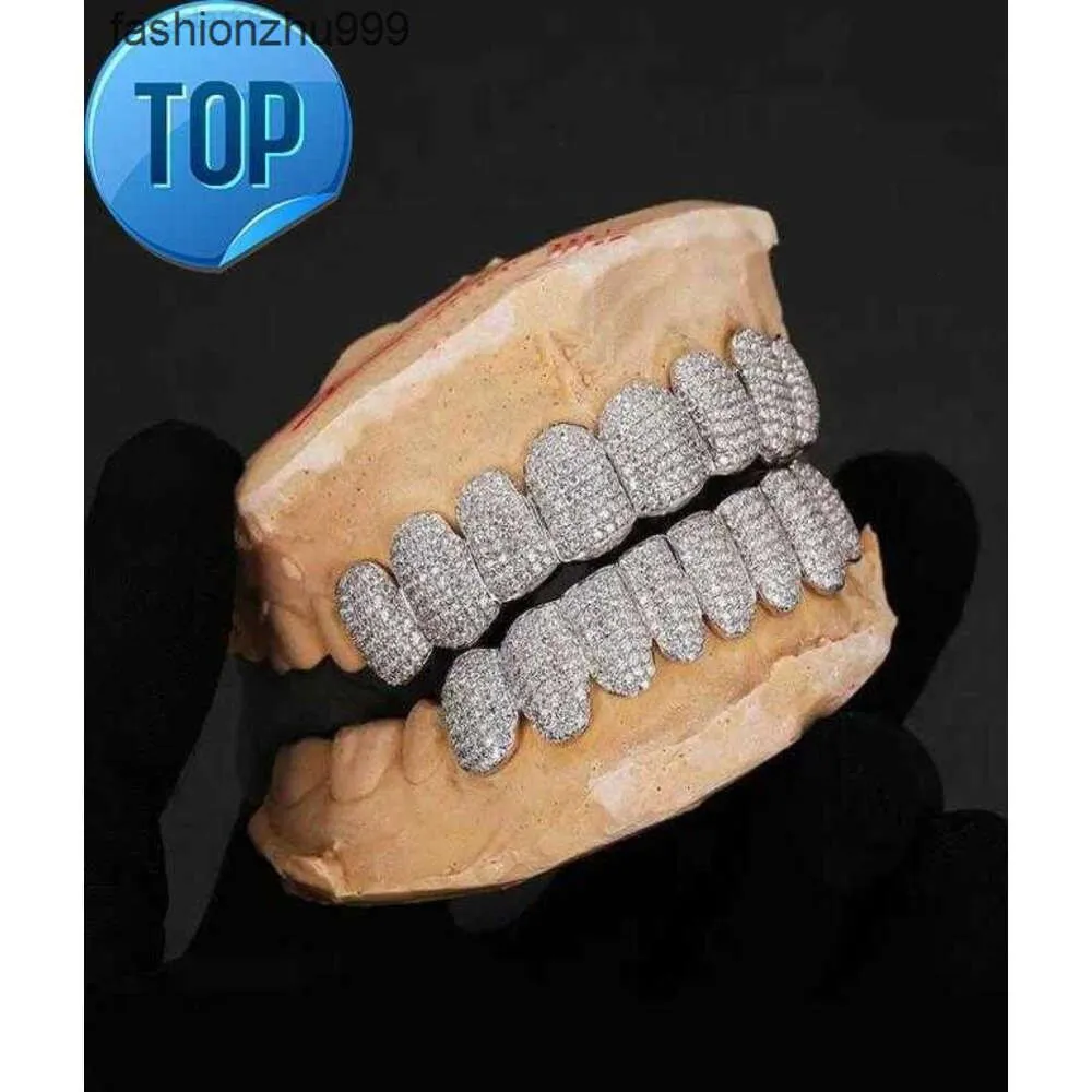Grillz Dentalgrills Mund Exklusive Anpassung Moissanite Zähne Iced Out Hop Sier Dekorative Zahnspangen Real Dia BG_voghion.com