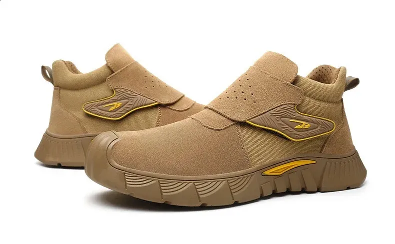 Chaussures de sécurité légères et antidérapantes pour hommes, avec embout en acier respirant et semelle en caoutchouc incassable, 240918_voghion.com