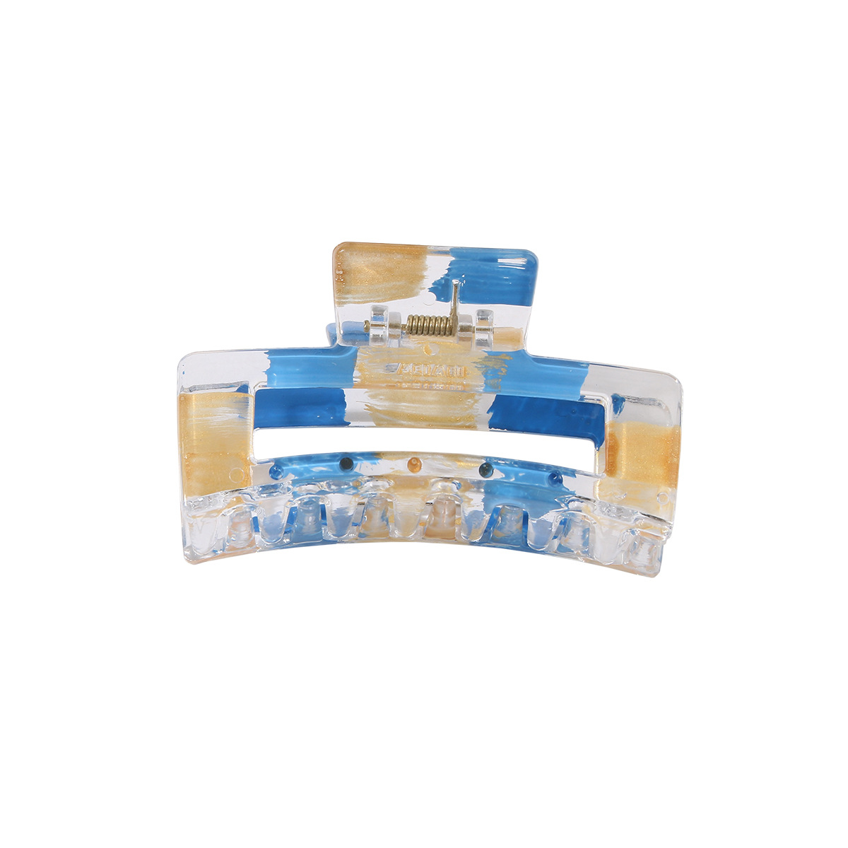 Guanyang European and American gold foil brushed paint clip creative niche transparent shark clip female temperament back of the head bun hair clip_voghion.com