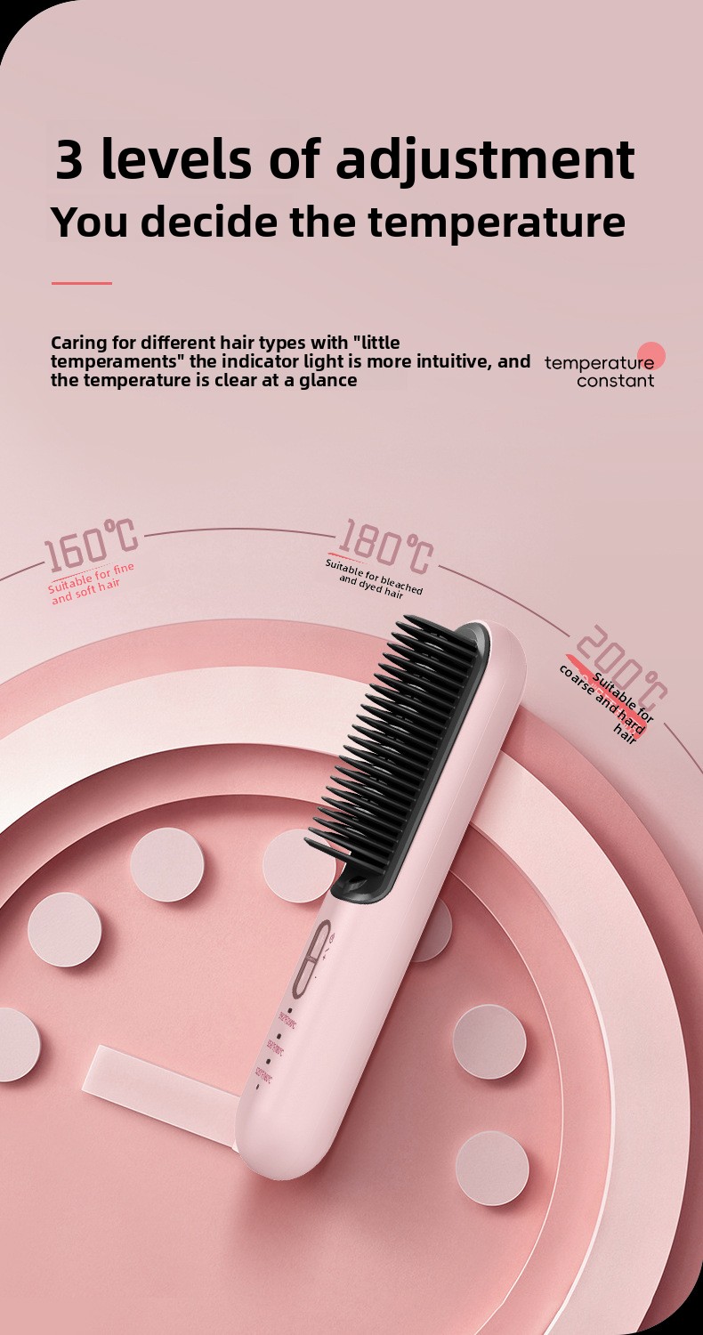 Portable Wireless Hair Straightener Comb - 2-in-1 Electric Hair Curler & Straightening Iron For Styling On-the-Go_voghion.com