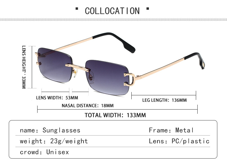 Frameless square ocean fashionable street photos, sunglasses, personalized internet celebrities, versatile glasses for_voghion.com