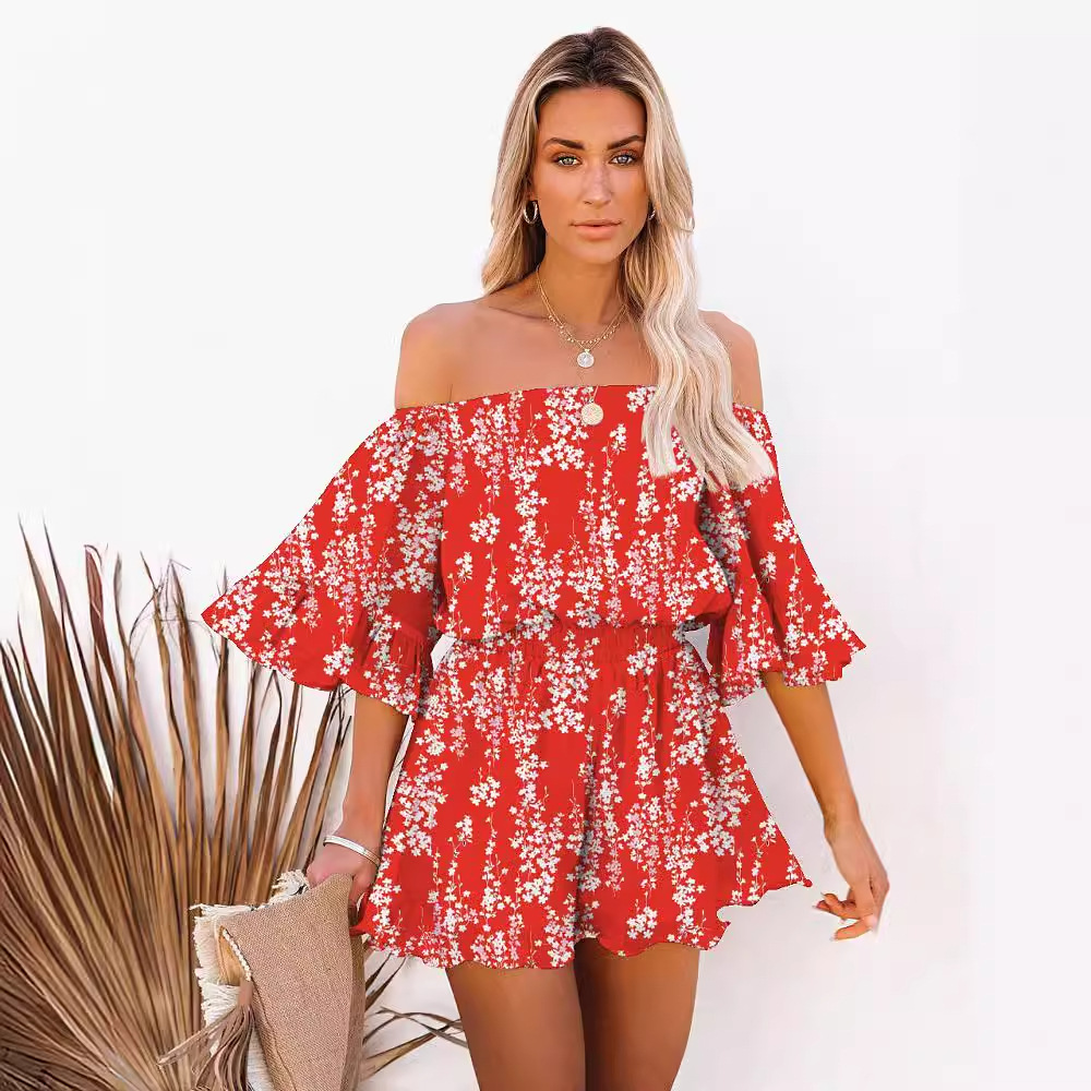 Women's short-sleeved loose solid color chiffon jumpsuit_voghion.com