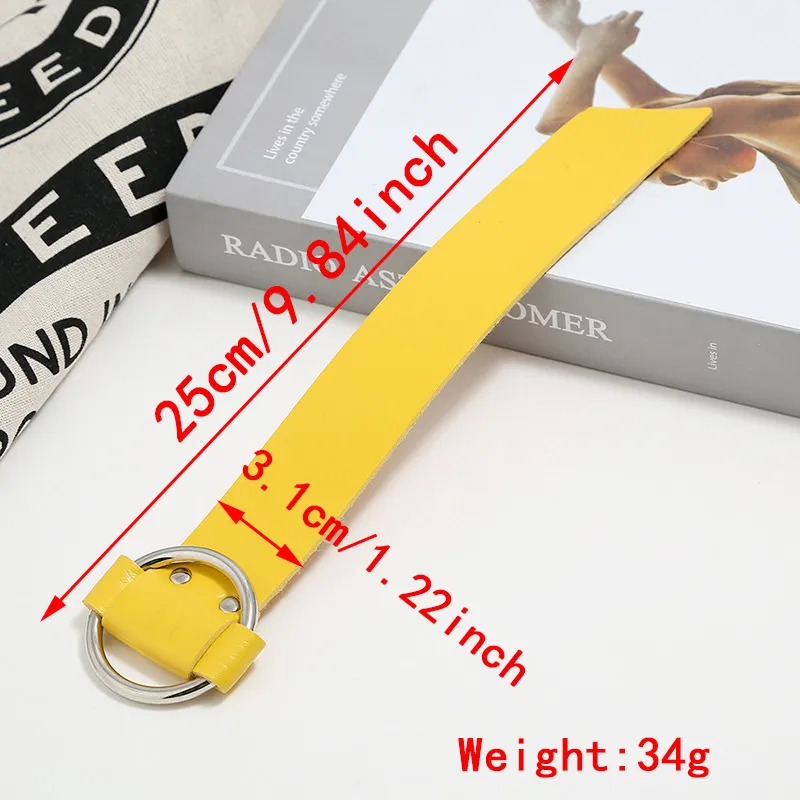 Round Buckle Charms Bangle Bracelets 5 Colors 2023 New Fashion Simple Design PU Leather Womens Bracelet Bangles Yelow_voghion.com