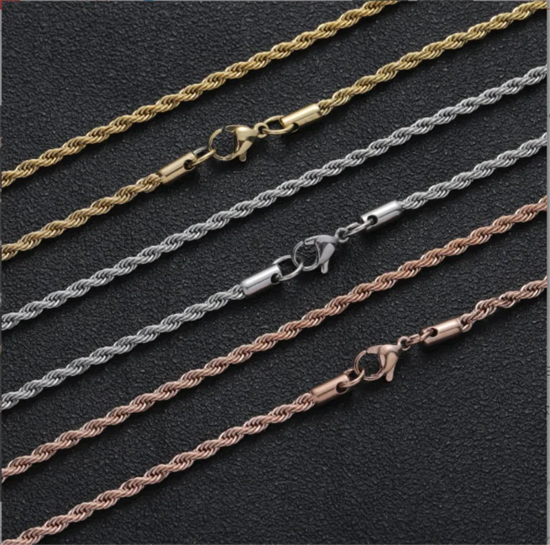 Twisted Rope Chain Necklace In Stainless Steel For Women And Men_voghion.com