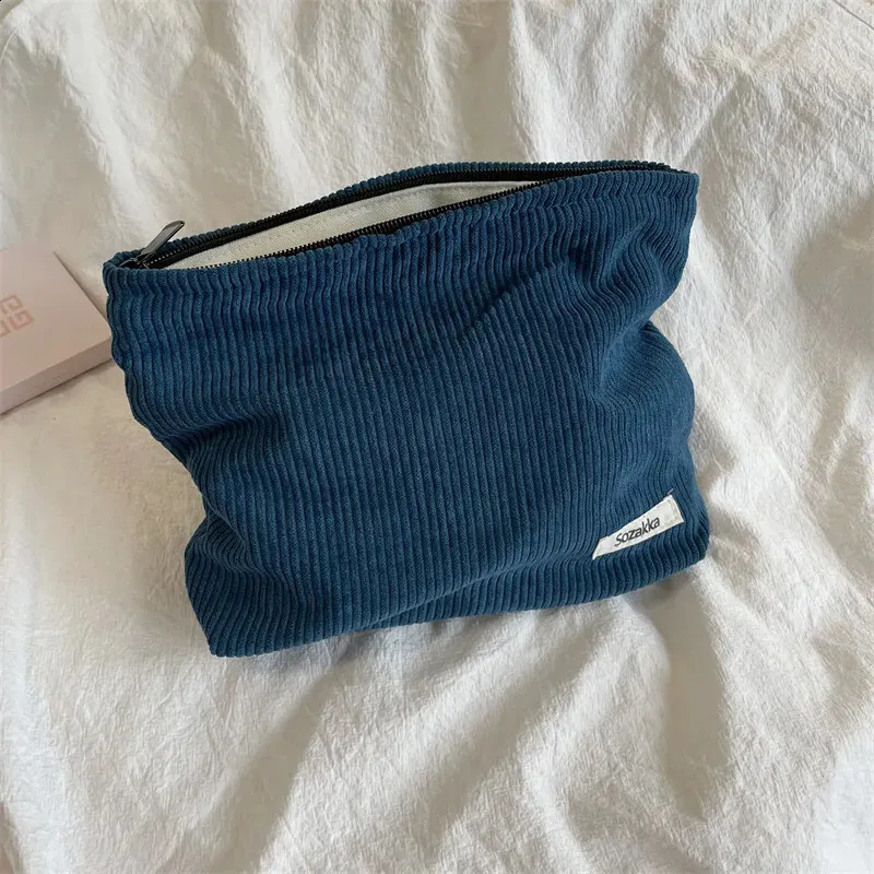 Große Kosmetiktasche aus Cordstoff für Damen, Reisetasche für Lippenstift, Organizer, Reißverschluss, Clutch, Handy-Geldbörse_voghion.com