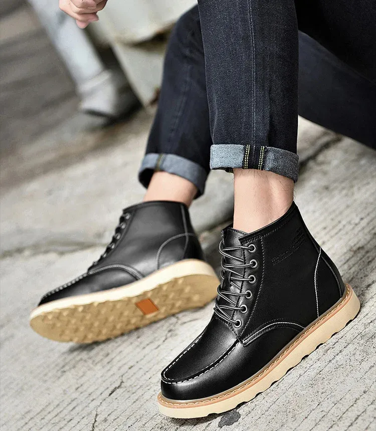 Men Elevator Hidden Heels High Soft Leather Heightening Shoes For Man Increase Insole 10CM 8CM 6CM Height Boots 250114_desvips.com