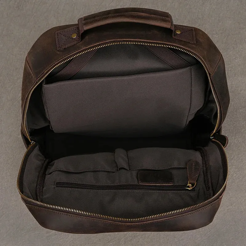 Zaino vintage Crazy Horse autentico da uomo, 14 pollici, per laptop, da lavoro, da donna, in pelle, per la scuola, grande, da viaggio_voghion.com