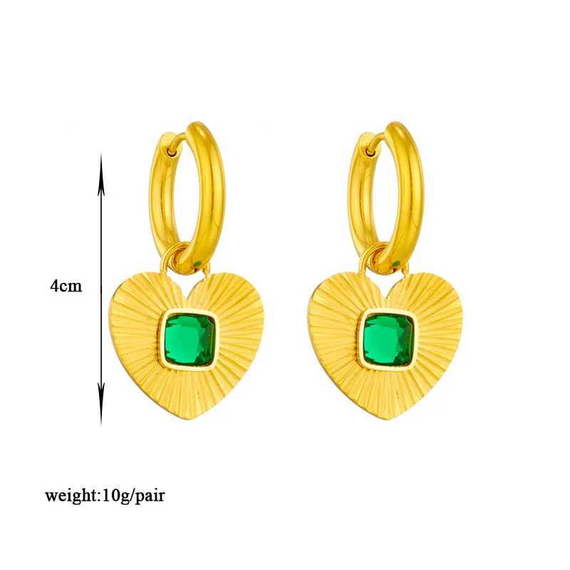Retro Necklace And Earrings Set With Emerald Green Zircon Stone_voghion.com