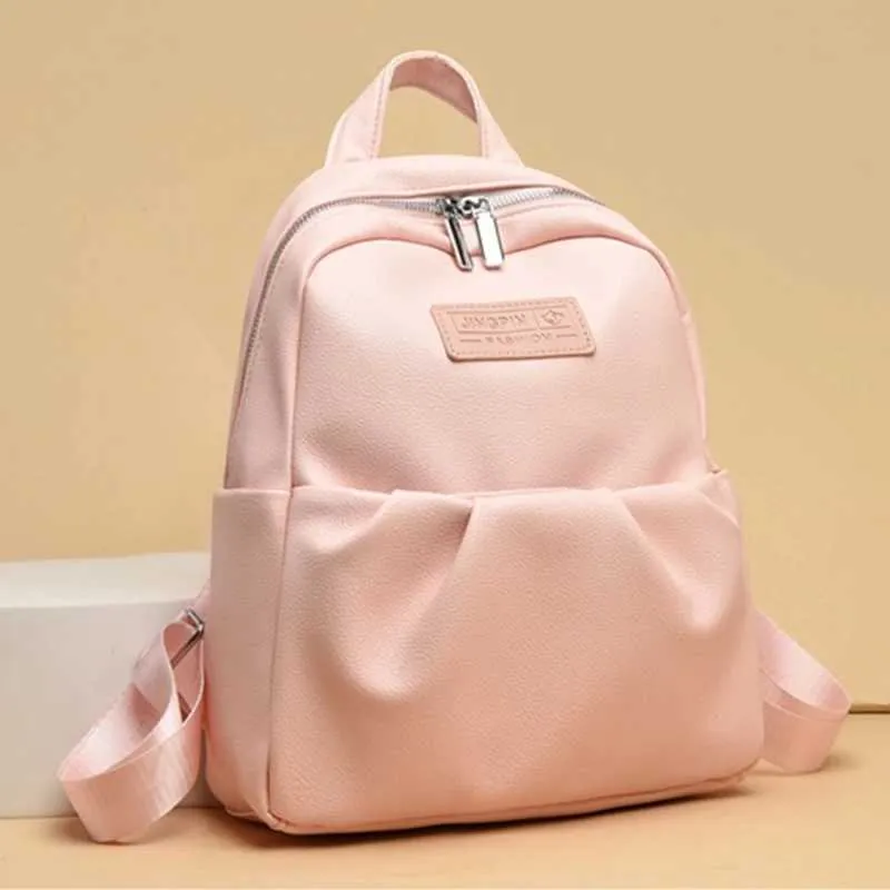 Sac à dos élégant en cuir PU avec grand compartiment, sac à bandoulière zippé de couleur unie pour le travail, l'école, les voyages_voghion.com