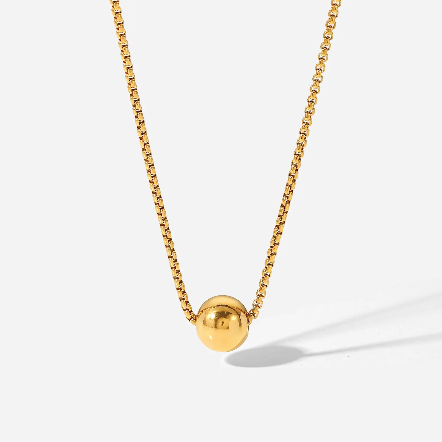 INS Minimalistischer Stil Kugelanhänger Boxkette Ausziehbare goldene Edelstahlhalskette für Frauen Personalisierter Schmuck_voghion.com
