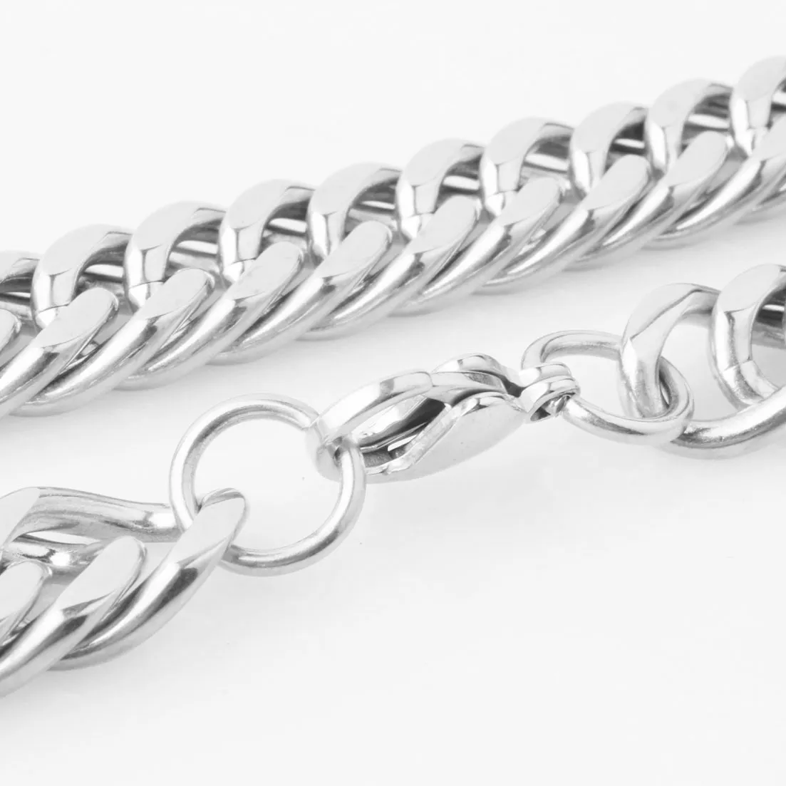 Chains 7-40inch 12mm Arrive Sier Color Stainless Steel Double Cuban Curb Link Chain Mens Necklace Or Bracelet Daily Wear_voghion.com