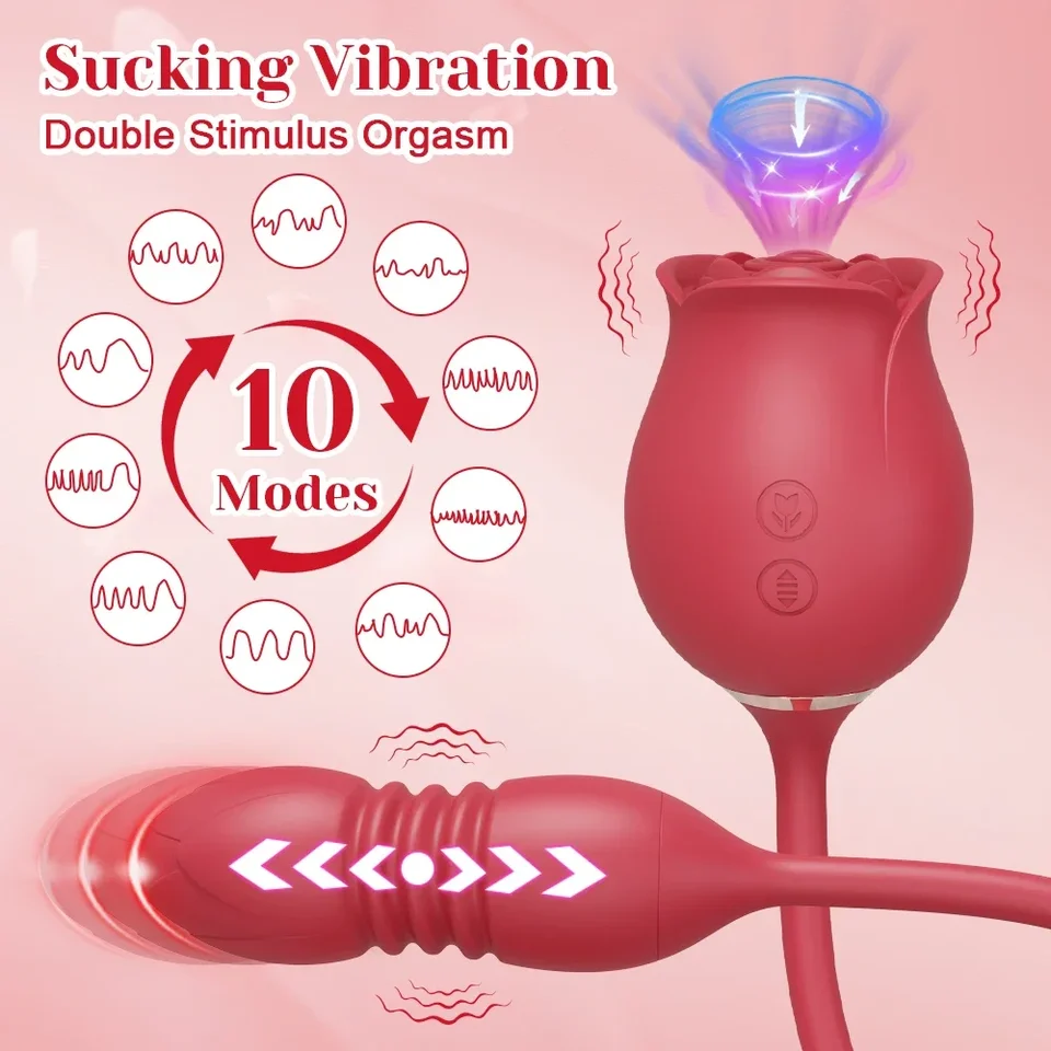Rose Sucking Vibrator And G-spot Thrusting Dildo For Women_voghion.com