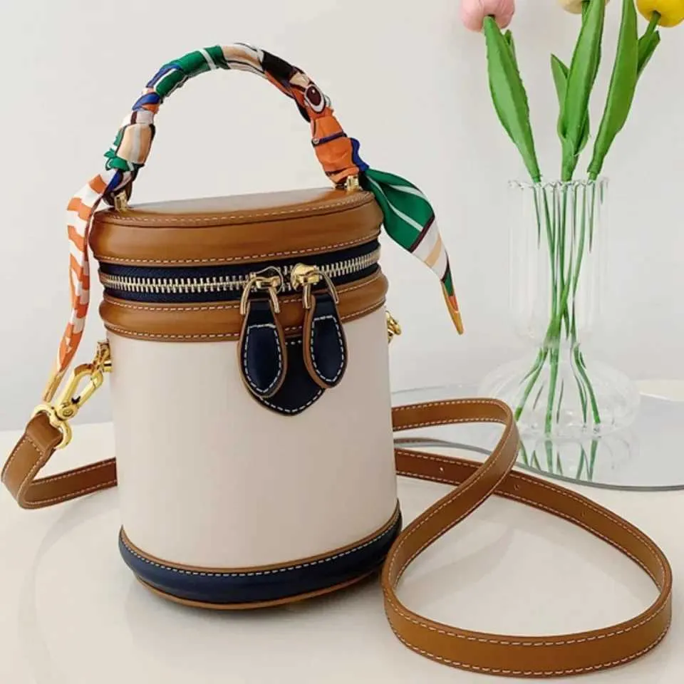 Fashion Women PU Leather Portable Cyder Bucket Crossbody Large Capacity Hand Bag for Travel Shoppin241116_voghion.com