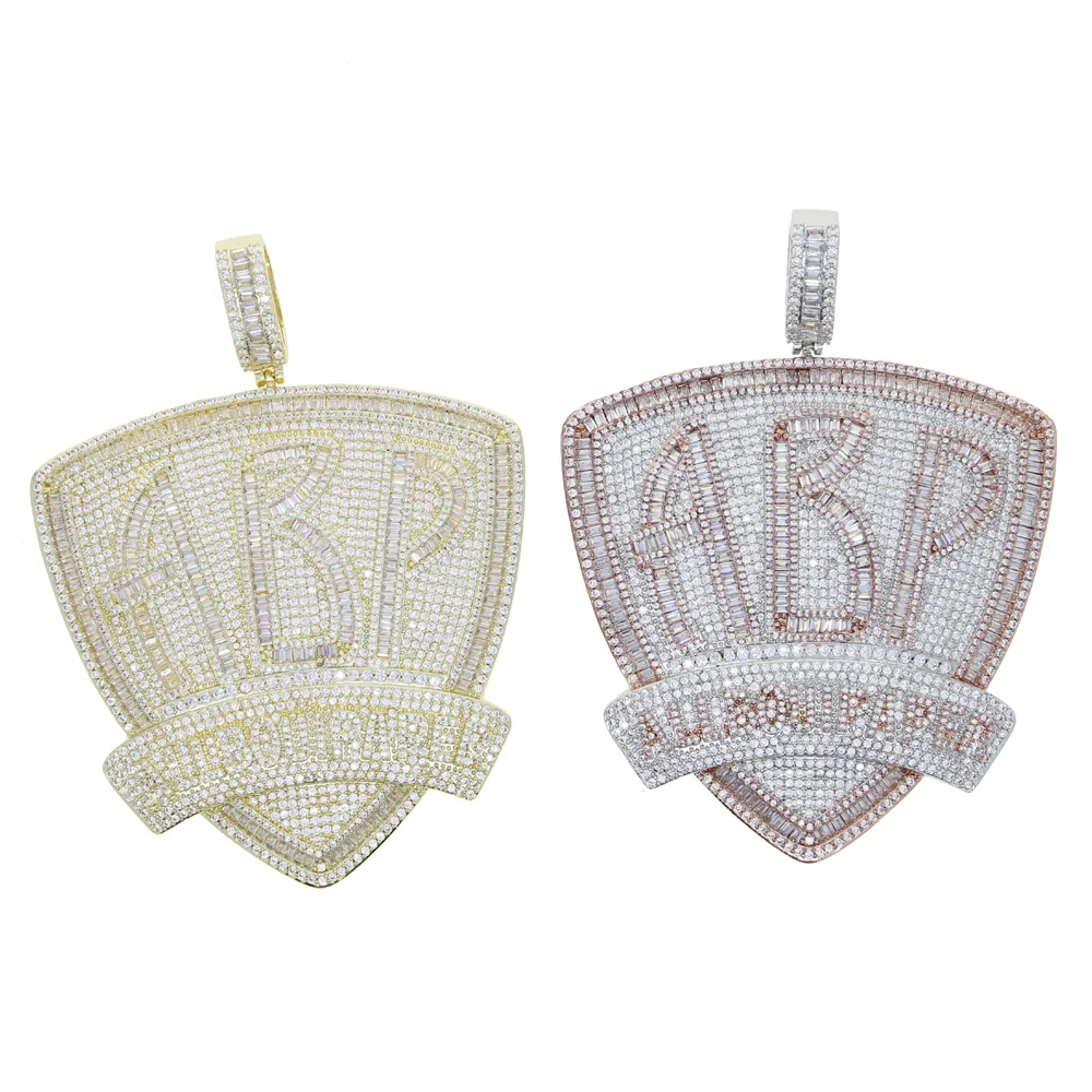 Collier avec pendentif en forme de baguette en zircone cubique et lettres initiales ABP pour homme, style hip-hop et punk_voghion.com