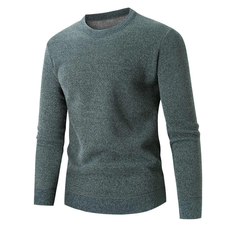 2023 New Youth Autumn Winter Men's Round Neck Solid Color Bottoming Warm and Coldproof Casual Knitted Sweater for Men_voghion.com