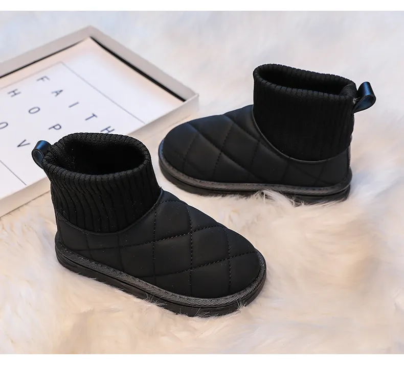 Barnsockor Snö Flickor Korta Ankelstövlar Barn Söta Sömnad Höst Vinter Varma Bomullsplyschskor För Pojkar Unisex PU_voghion.com