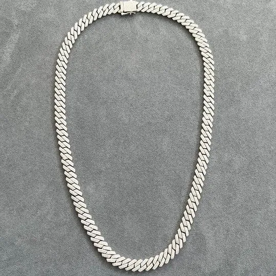 Custom Sier Cuban Link Hip Hop Charm Men Bracelets Necklace Moissanite Chain_voghion.com