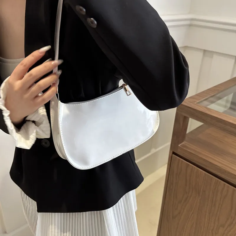 Borsa a tracolla da donna in pelle PU tinta unita retrò, borse alla moda, borse casual hobo e borsette da donna_voghion.com